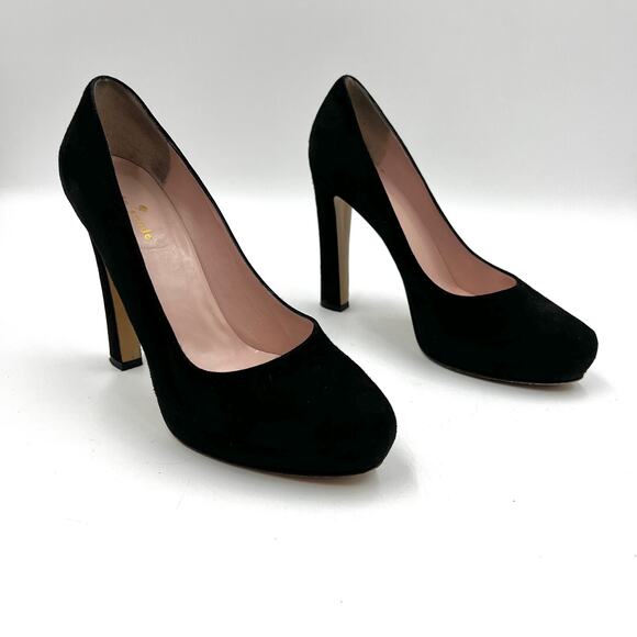 Kate Spade Nessle Pumps Nessle Suede Black Platform Heels - Picture 8 of 8